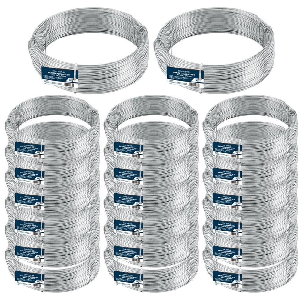 Kit Com 20 Arame Galvanizado Nº14 Bwg 14 Fio 2,10Mm Liso 1Kg