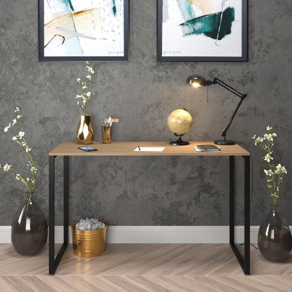 Mesa Escrivaninha 90X50Cm Porto Espresso Lâmina/Preto