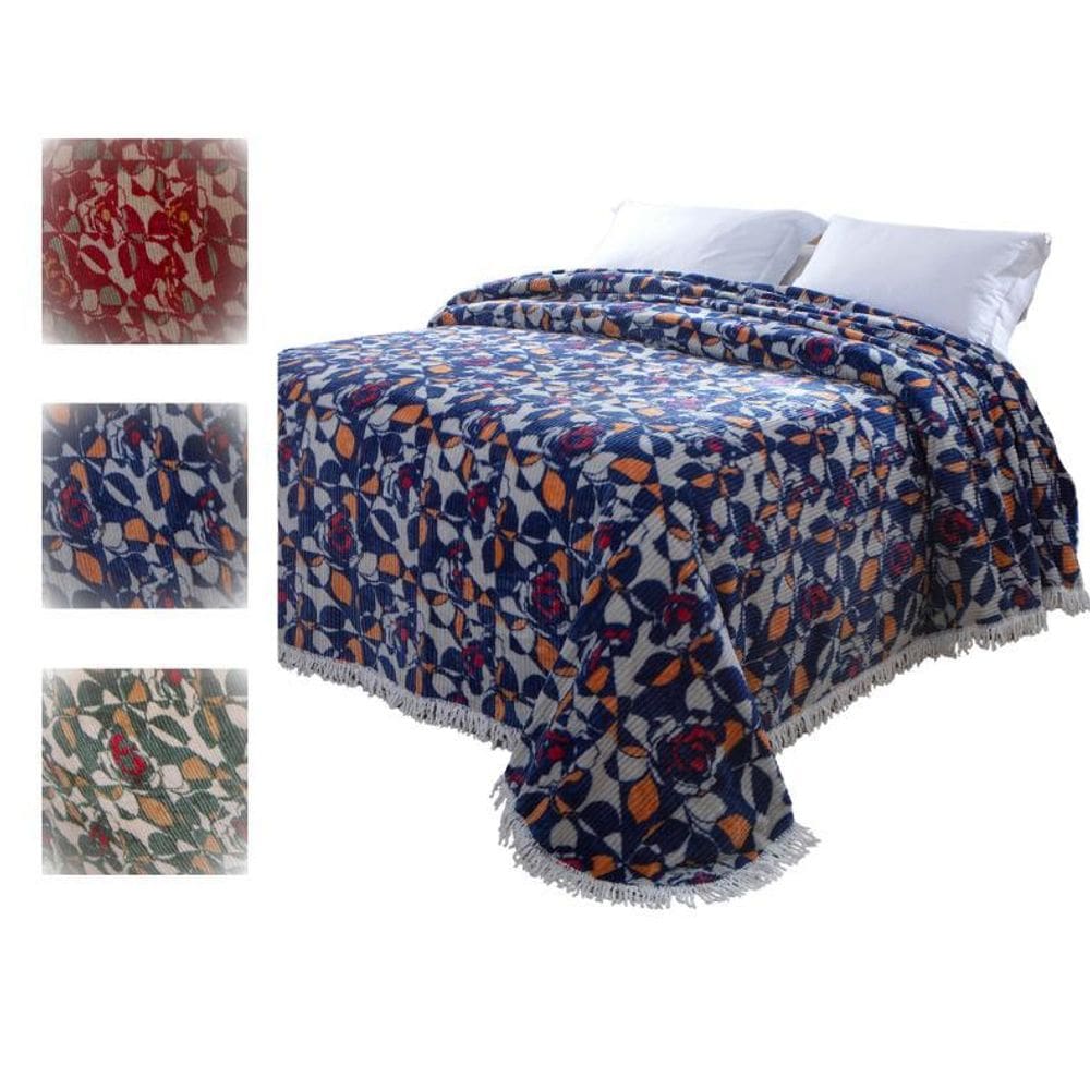 Colcha Chenille Rafaela 220x240m Azul - Toque Macio