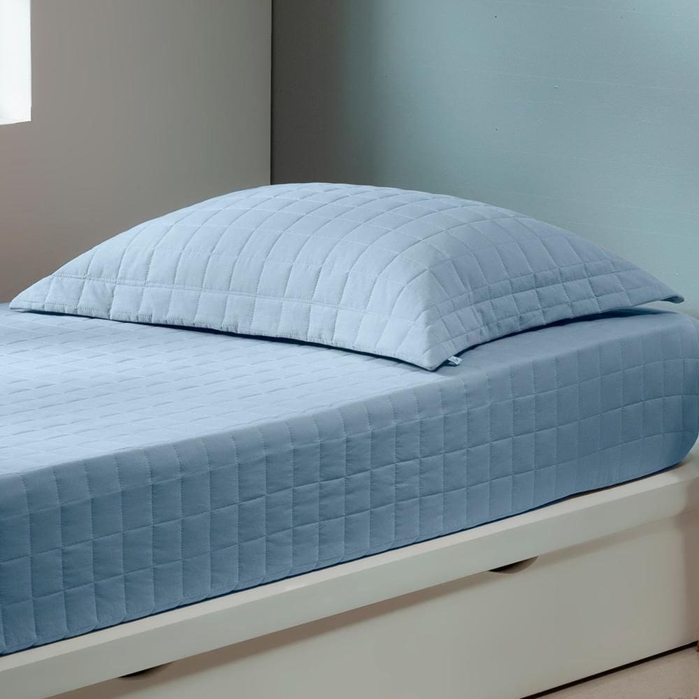 Colcha Solteiro Zapt Zum Sleep Elástico 2Pçs 200 Fios Azul