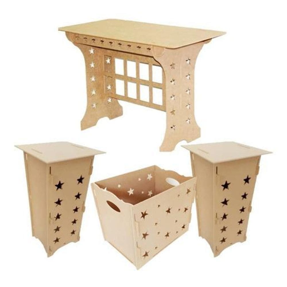 Kit Mdf Cru Provençal Mdf Decoração Festa Mesa Cubo Caixa