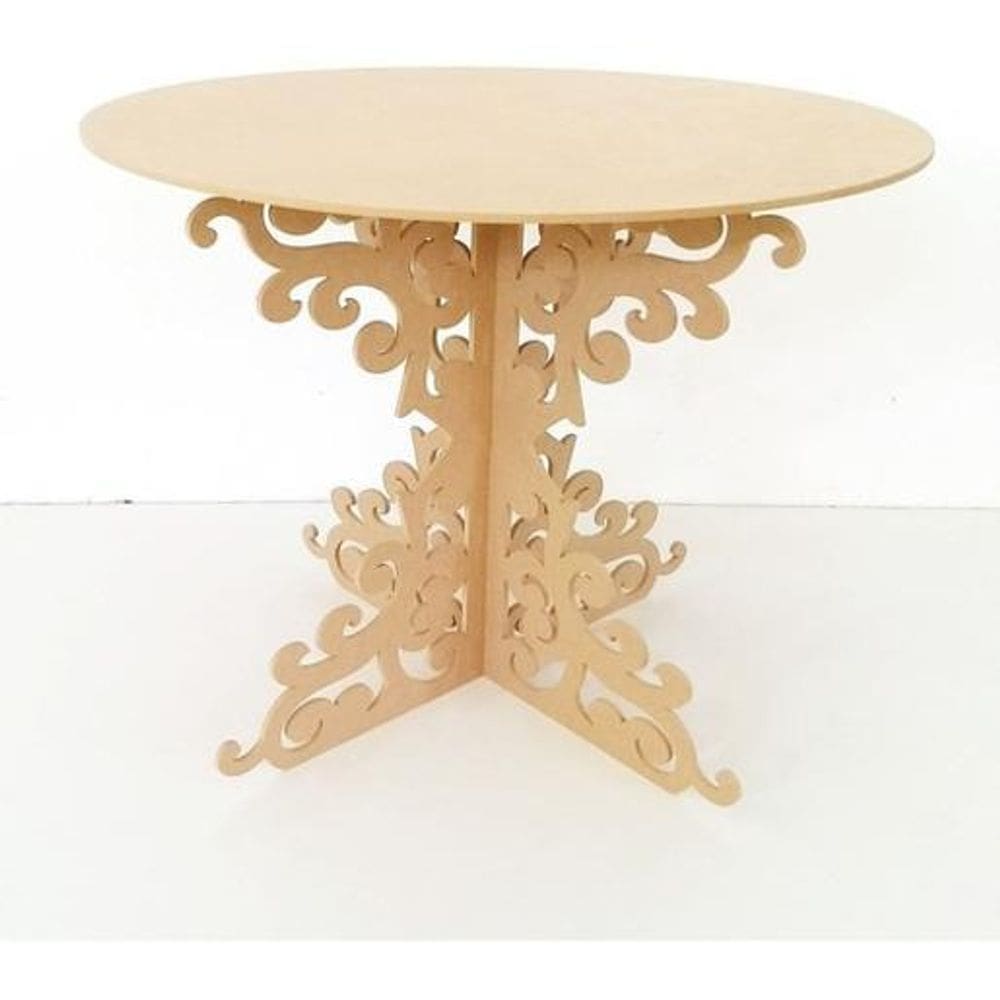 Mesa Redonda Arabesco Provençal MDF Cru 60x60x80 cm