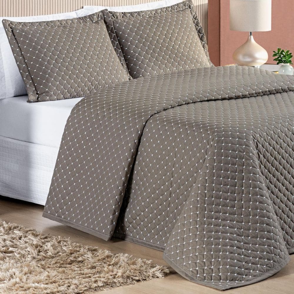 Conjunto Cama Casal Queen Size Melody Bordada 200 Fios Extra