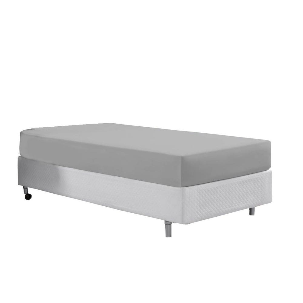 Lençol Avulso Com Elástico Cama Solteiro 400 Fio Cinza