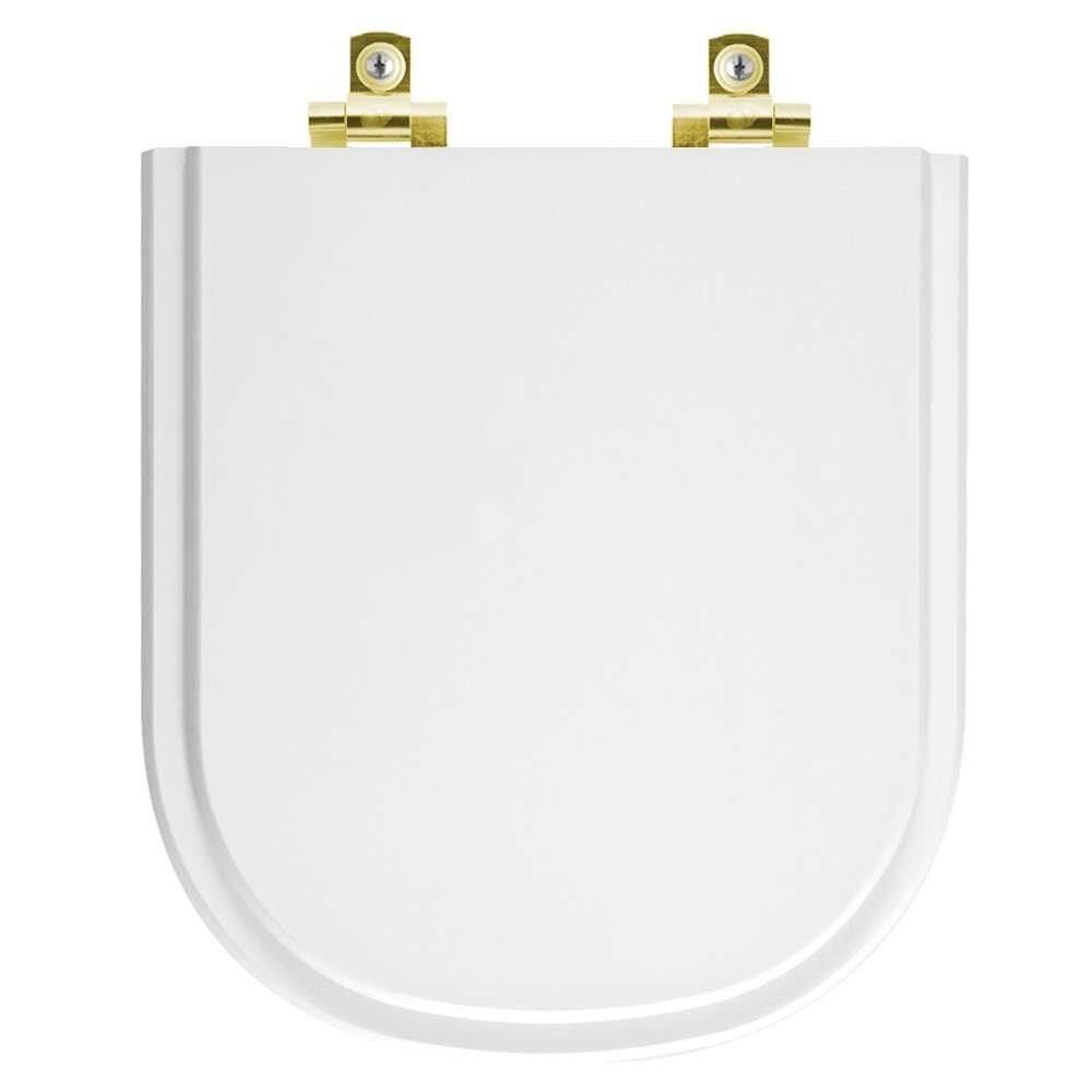 Assento Sanitário com Amortecedor Etna Branco para vaso Icasa com Ferragem Dourada