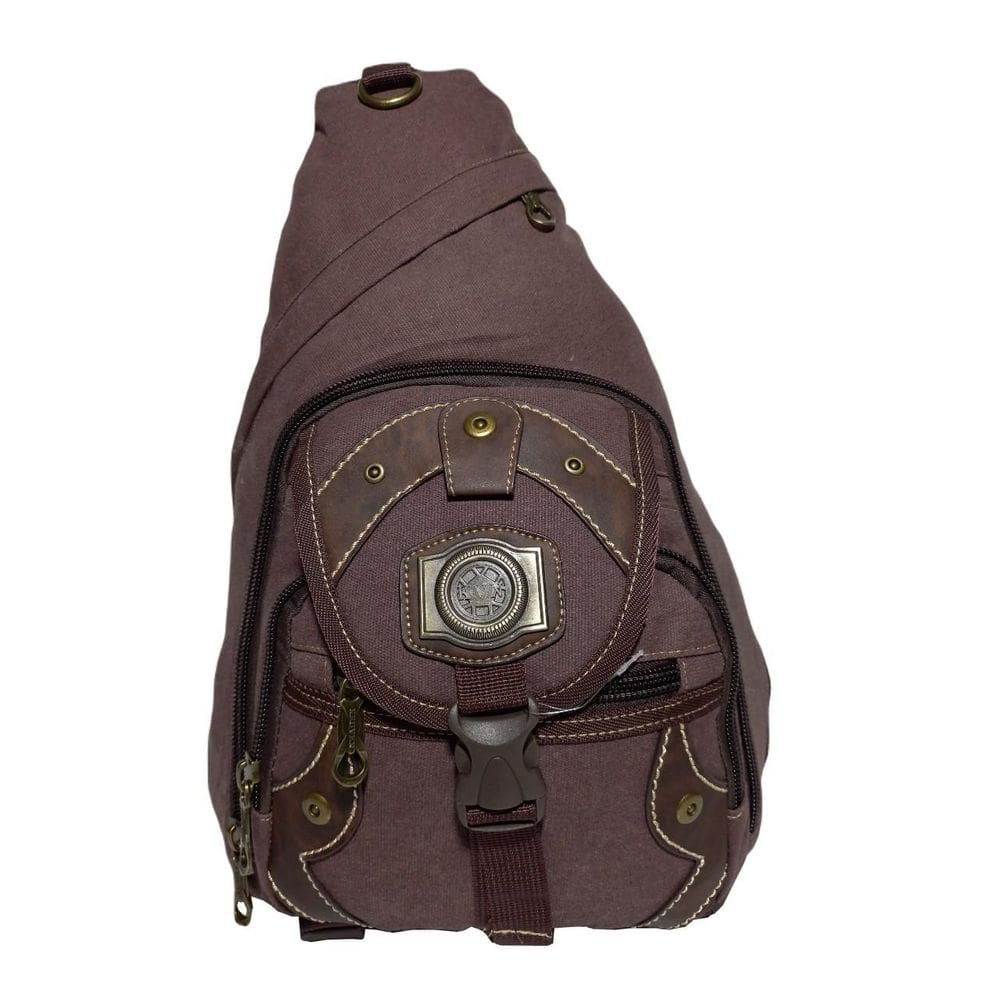 Mochila Transversal Esportiva Lona Marrom