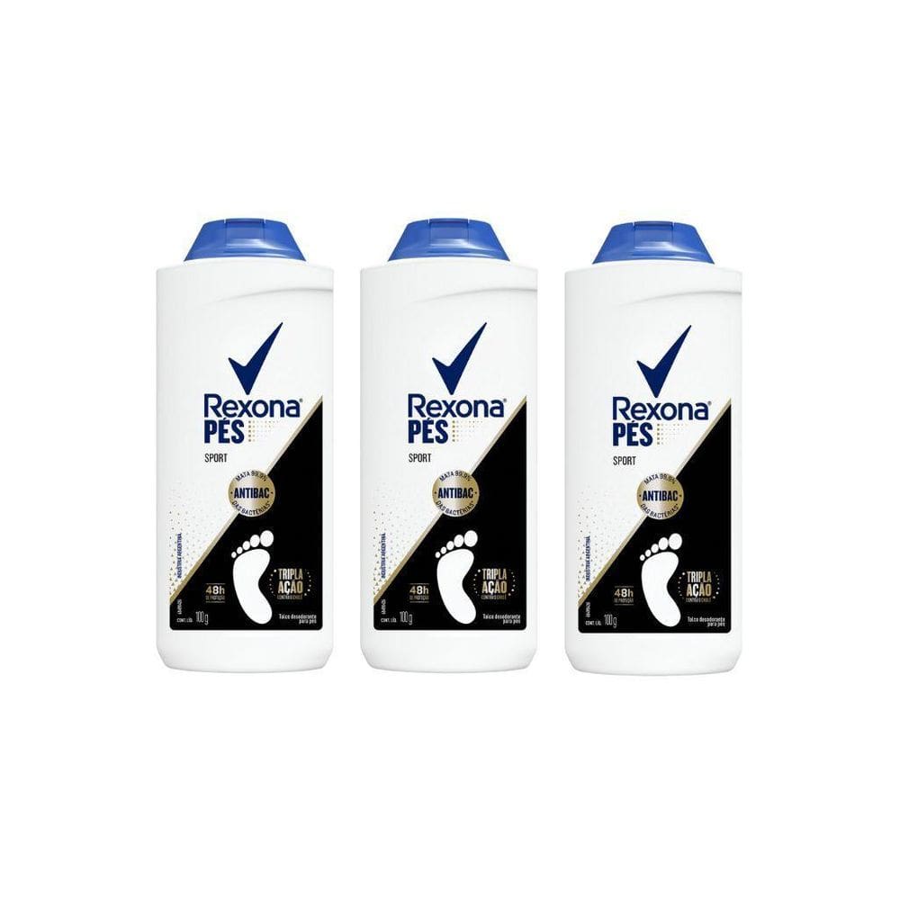 Talco Para Pes Rexona Sport 100G - Kit Com 3Un