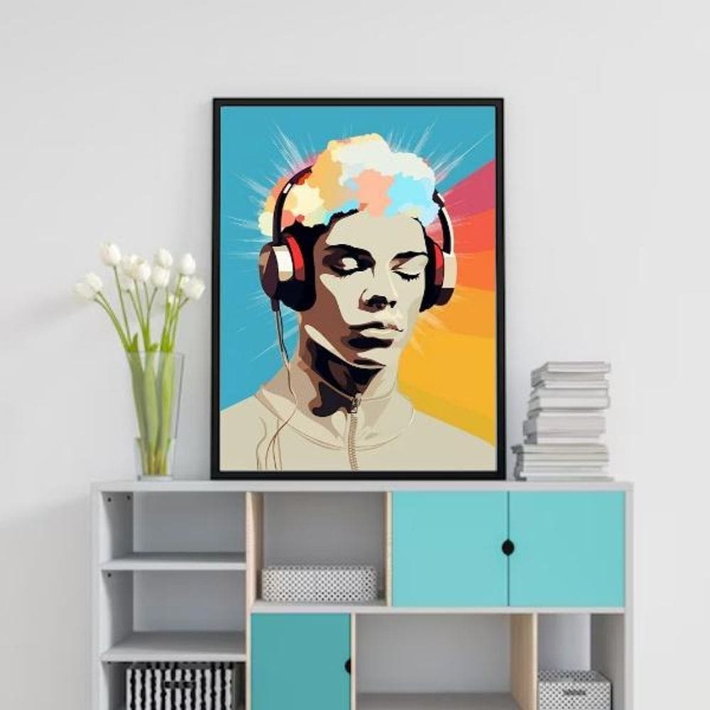 Quadro Música - Curtindo O Som 33X24Cm - Com Vidro