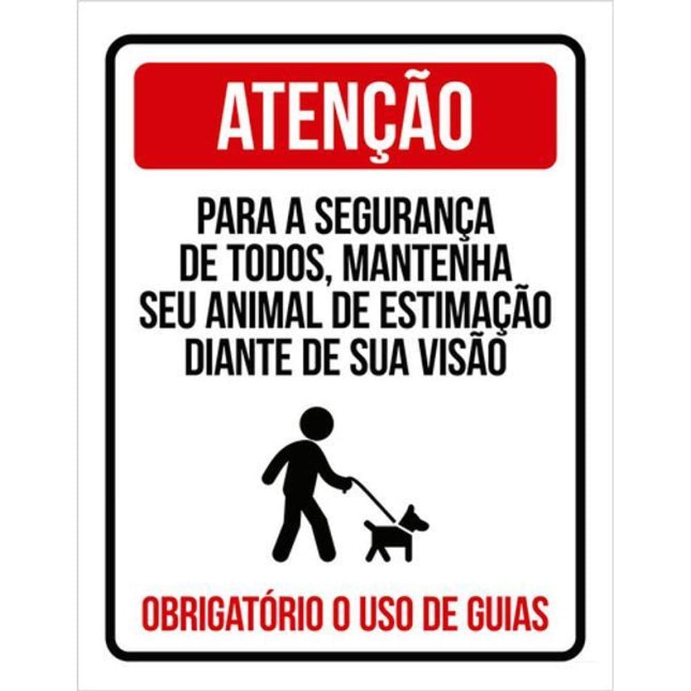 Kit 5 Placas Atenção Segurança Todos Animais Visão