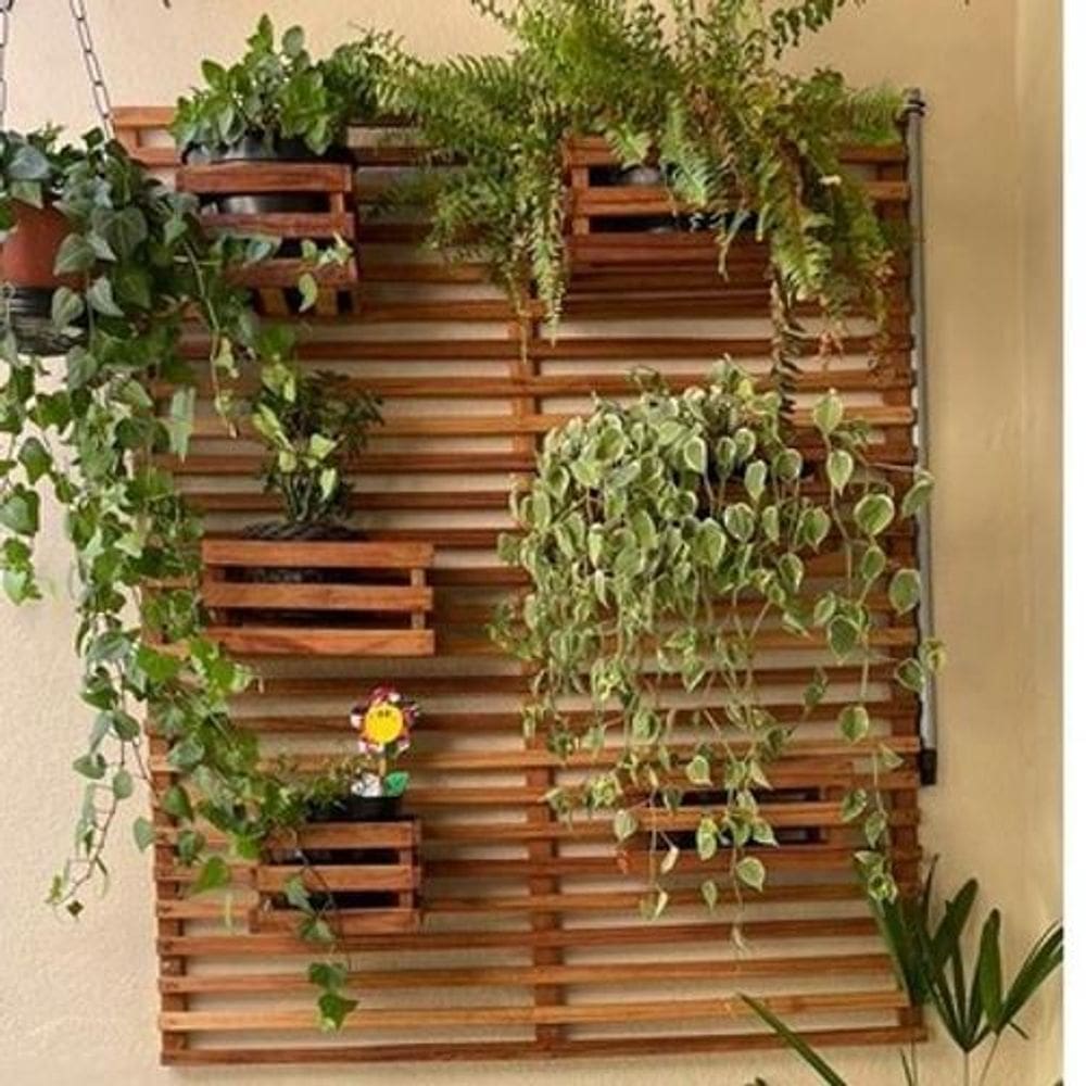 Jardim Vertical Treliça/ Painel Madeira Horta/Plantas Em