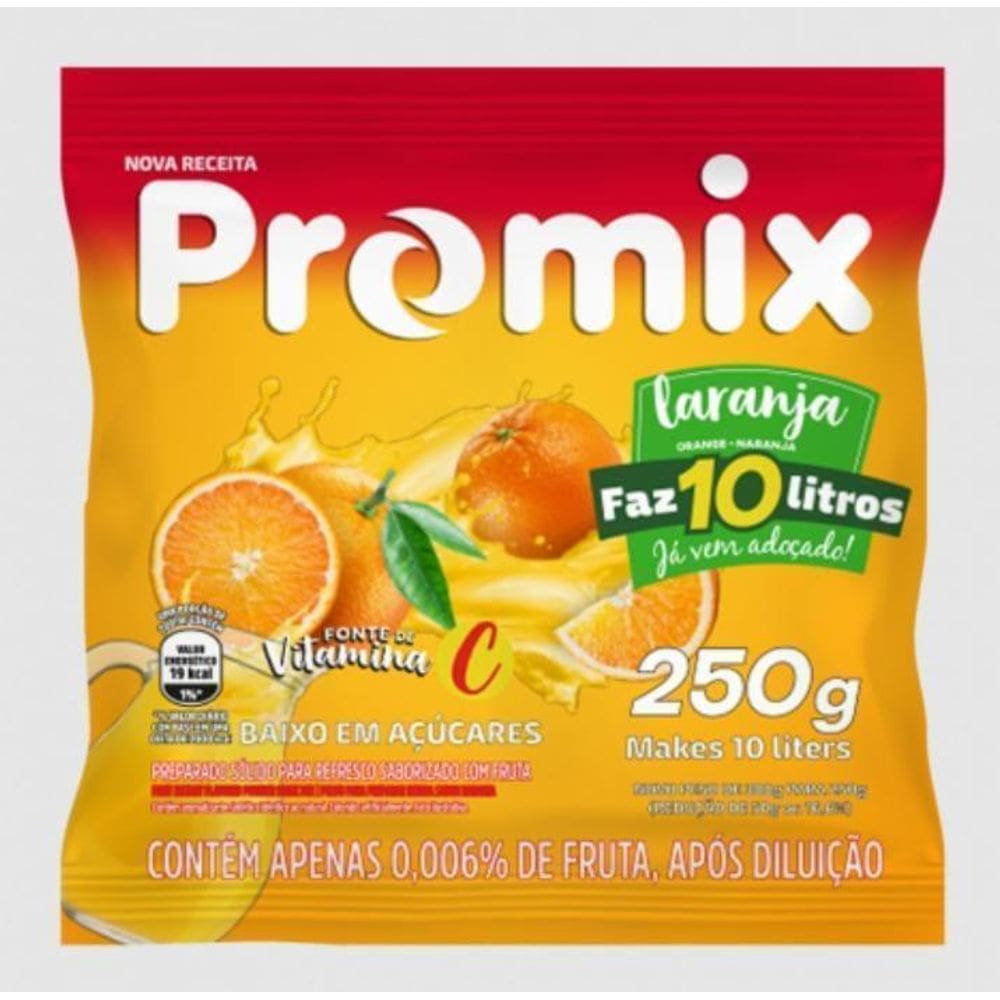 Refresco Pó Promix Caixa Com 10 Unidades De 250G - Laranja