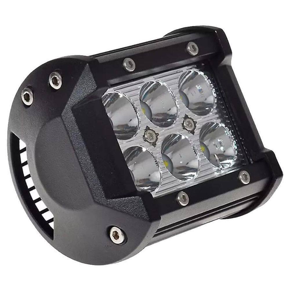 Farol Auxiliar De Led Quadrado 6 Led Pequeno Off Road 18W