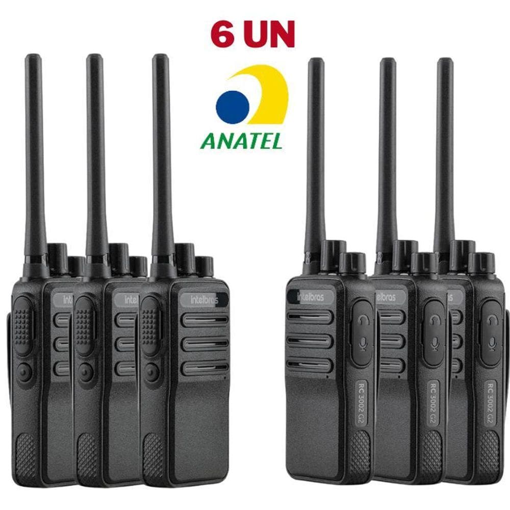 6X Rádio Comunicador Intelbras Rc3002 G2 - Walkie Talkie Ht
