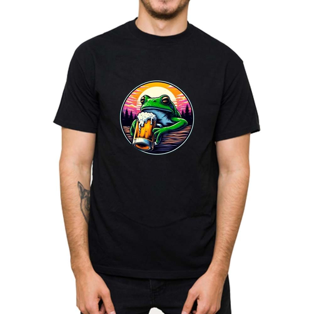 Camiseta Basica Masculina Algodao Estampa Sapo Manga Curta Gola Redonda Estilosa