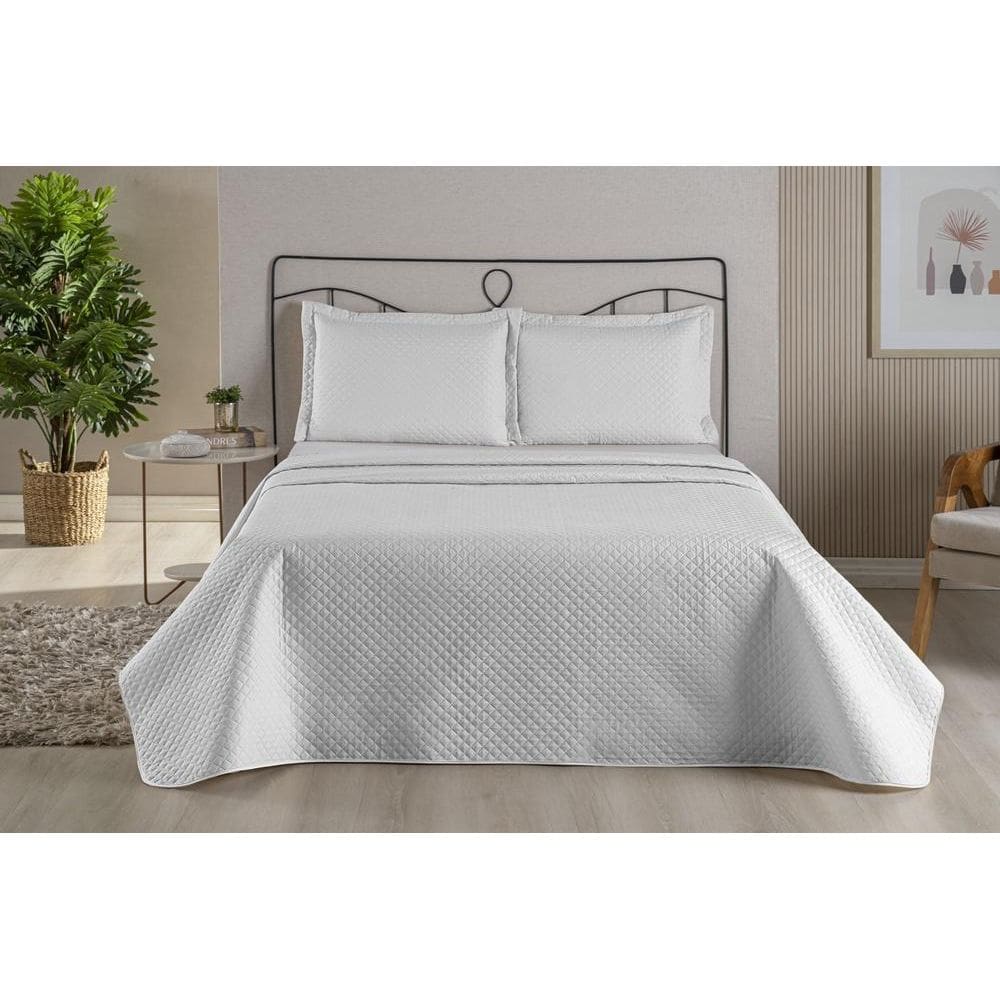 Colcha Cobre Leito Queen 3 Peças Dubai Matelado Branco