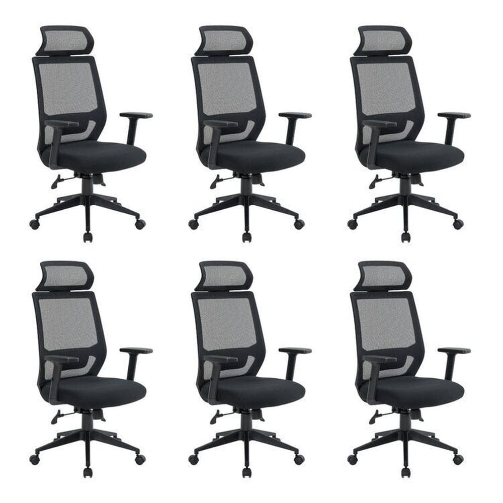 Kit 6 Cadeiras para Escritório Genebra Presidente com Nr17 Preto