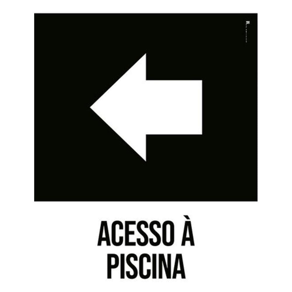 Kit 5 Placas Desenho Acesso Piscina Seta Esquerda