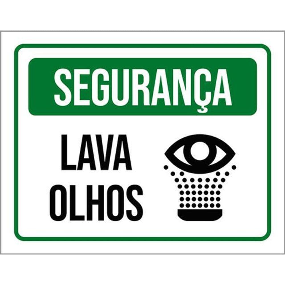 Kit 3 Placas De Sinalização Segurança Aviso Lava Olhos