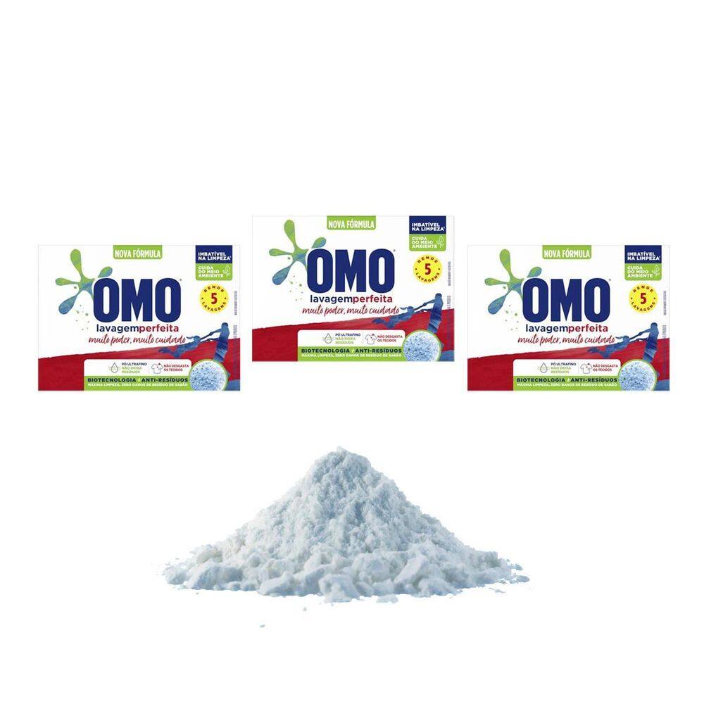 Sabão Em Pó Omo 400 Gramas Lavagem Perfeita Kit 3