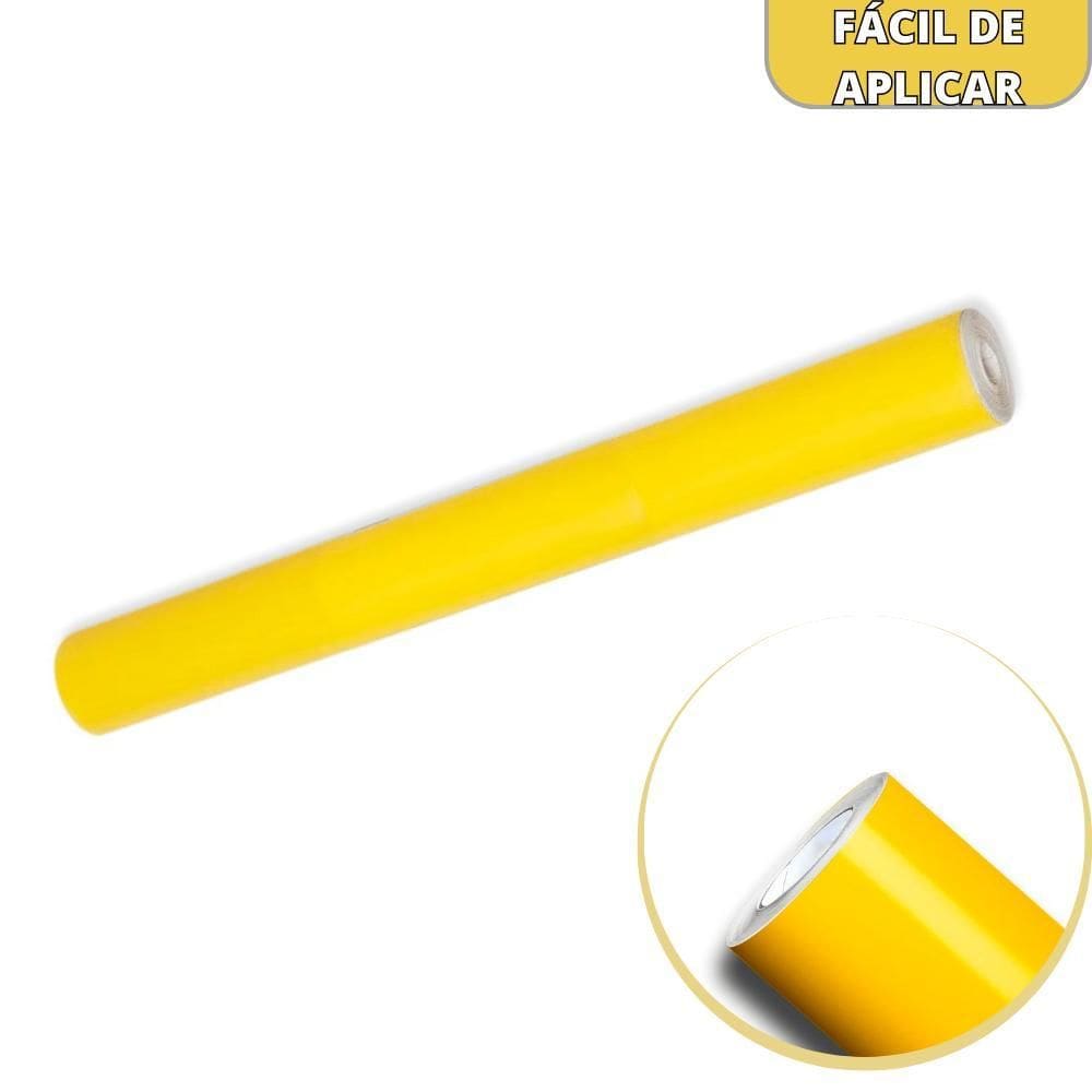 Rolo Papel Adesivo Liso Amarelo Contact Lavável