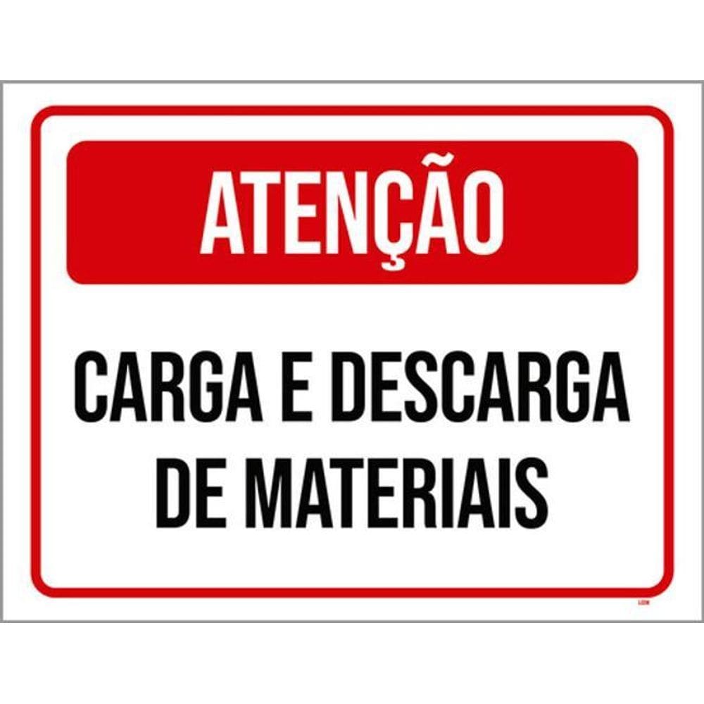 Kit 5 Placas Sinalização - Atenção Caga Descarga Materiais