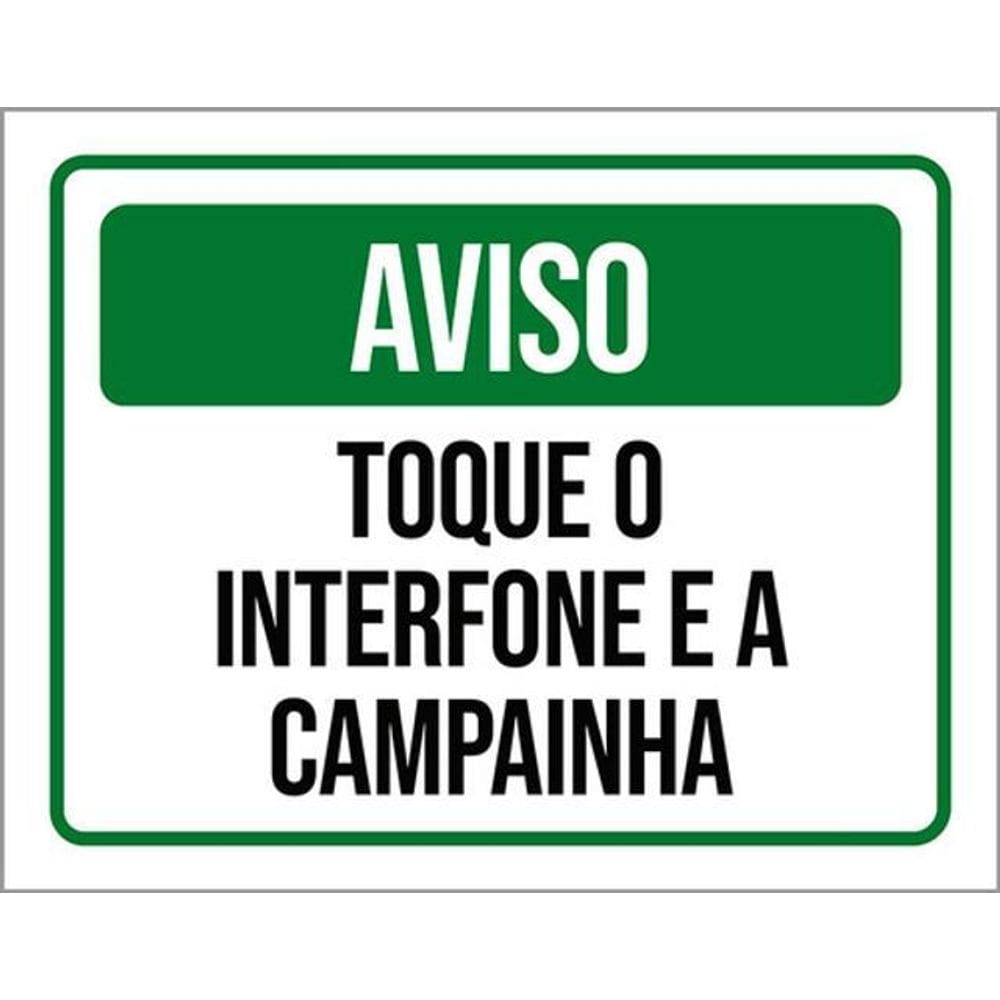 Kit 10 Placas Aviso Toque Interfone Campainha Verde