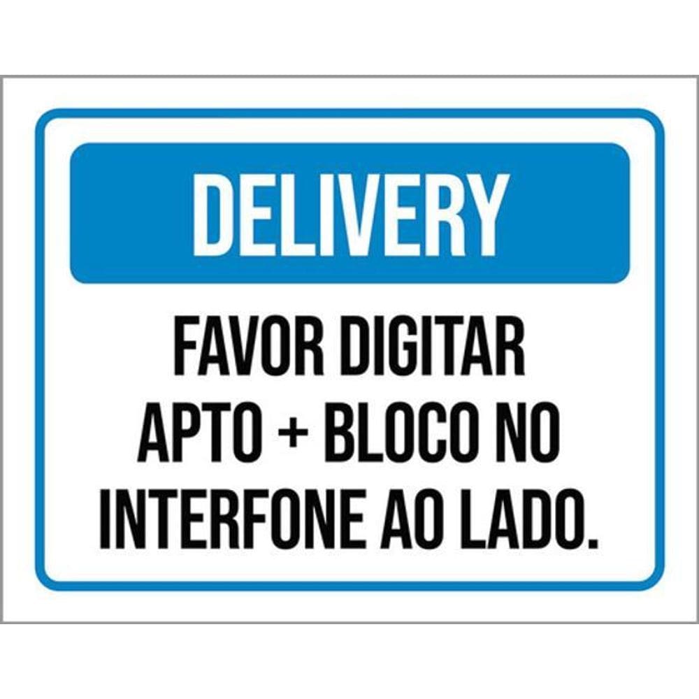 Kit 10 Placas Delivery Favor Digitar Apto Bloco Interfone
