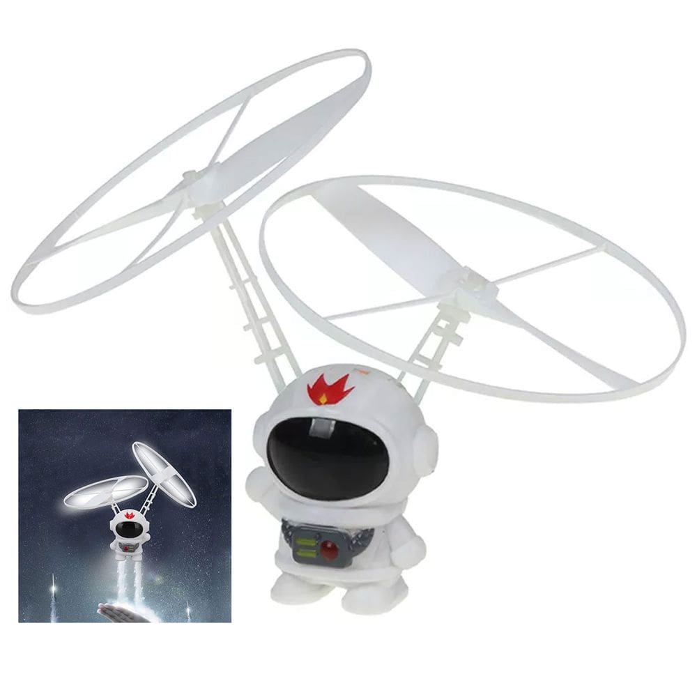 Mini Drone Astronauta Voador Boomerang USB Bateria Recarregavel LED Sensor Movimento Helice Diversao Criança Iluminaçao Luz Seguro Resistente