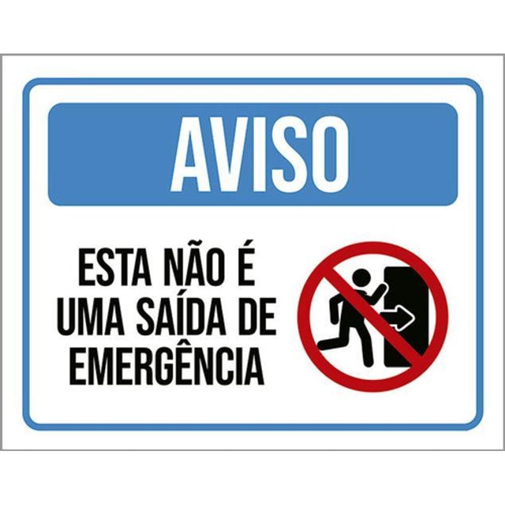 Kit 10 Placas Sinalização - Aviso Não É Saída Emergência