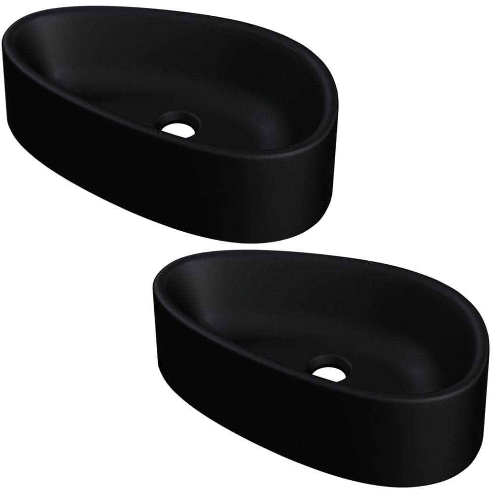 Kit 02 Cubas de Apoio Gota Para Banheiro Lavabo C01 BG43W Preto Matte Fosca - Lyam