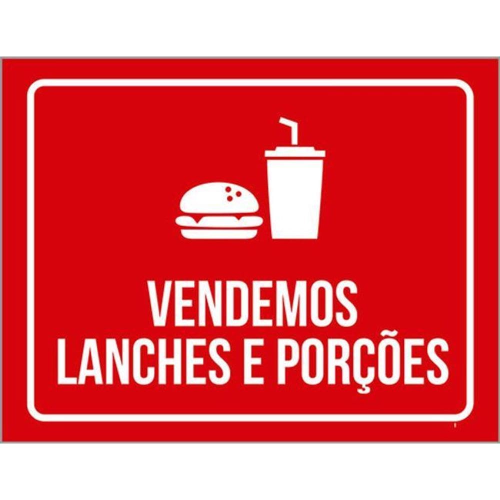 Kit 5 Placas De Sinalização Vendemos Lanches E Porções