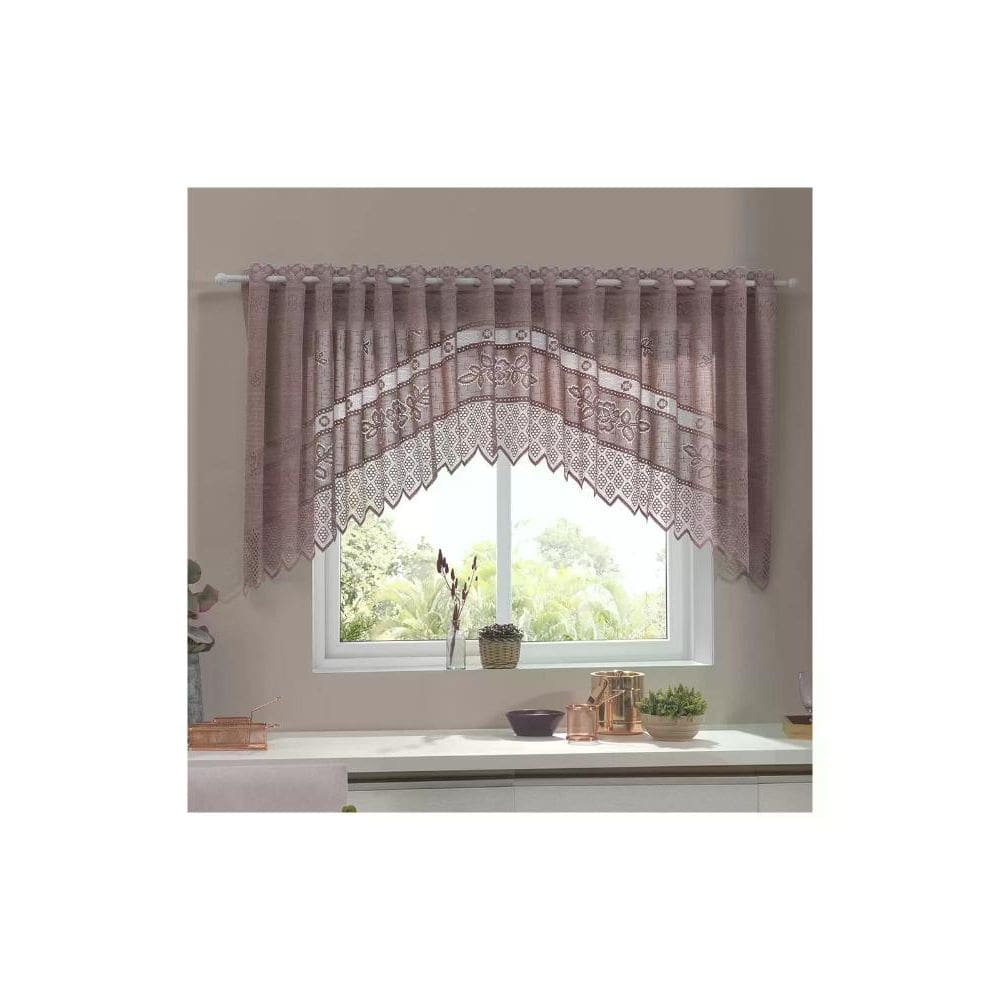 Cortina para Cozinha Donna 300x100 cm Renda Cascata Color Rose