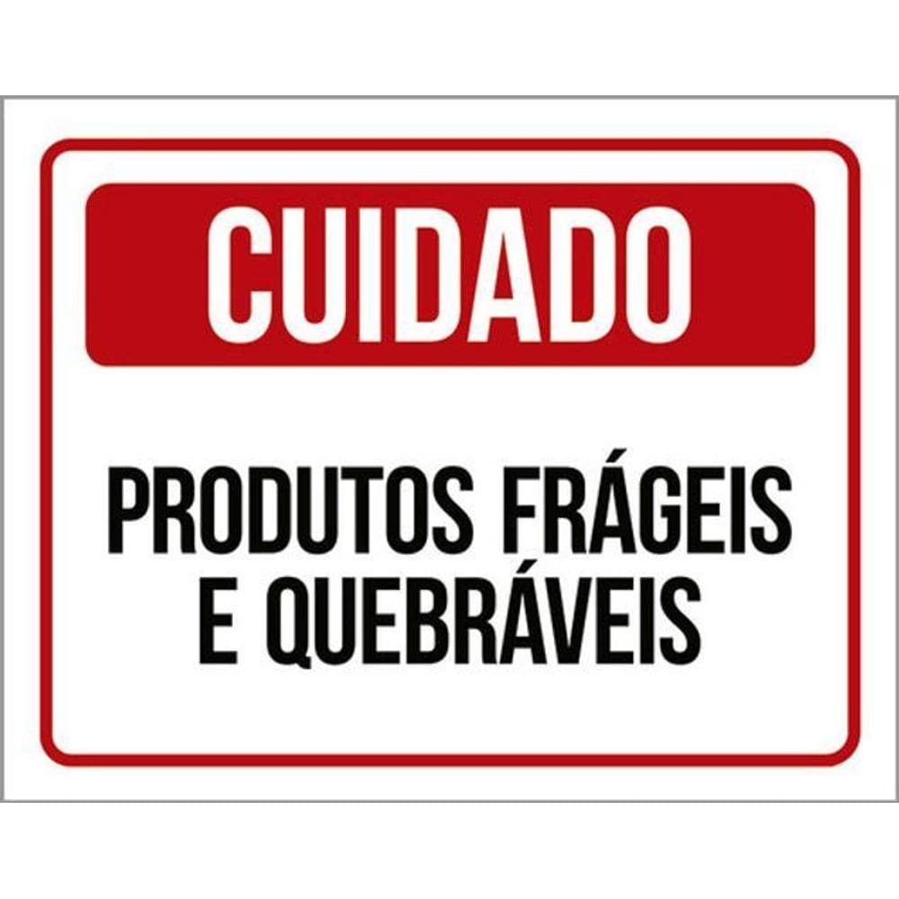 Kit 5 Placas Cuidado Produtos Frágeis Quebráveis 36X46
