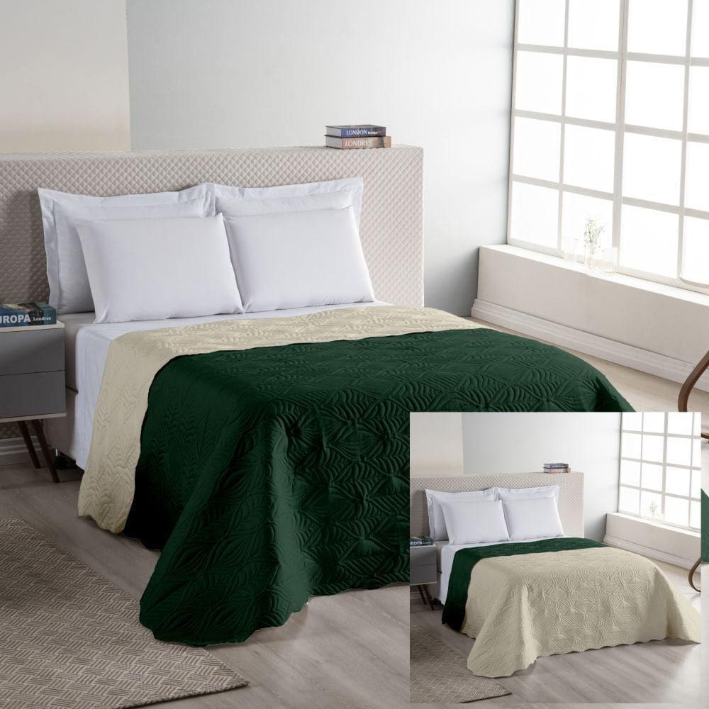 Cobre Leito Tropical Queen Dupla Face Barato - Verde