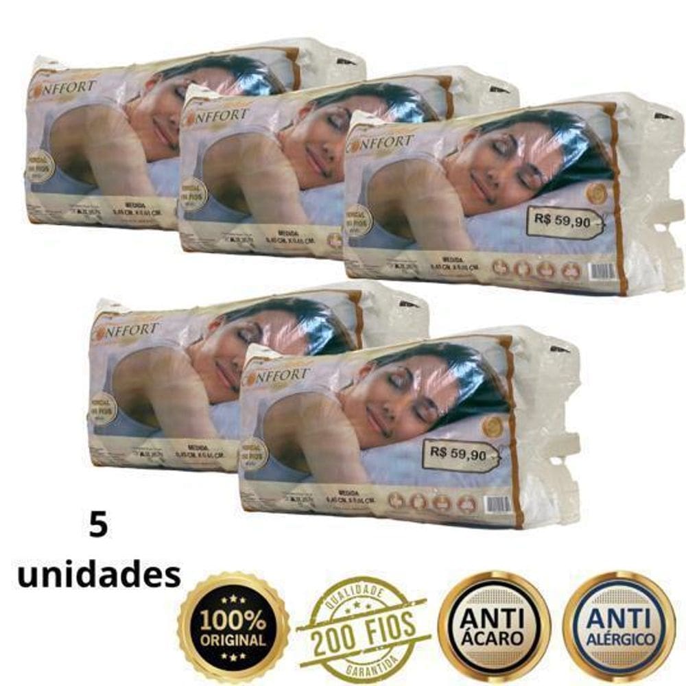 Kit 5 Travesseiro Barato Alto Anti-Alérgico 0,45X0,68Cm