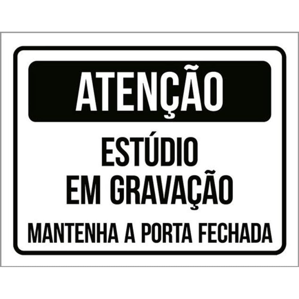 Kit 5 Placa Estúdio Gravação Mantenha Porta Fechada36X46