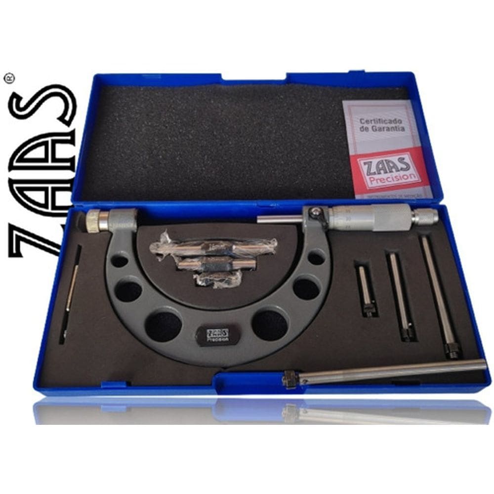 Micrometro Externo Com Batente Intercambiavel 0-100mm Zaas
