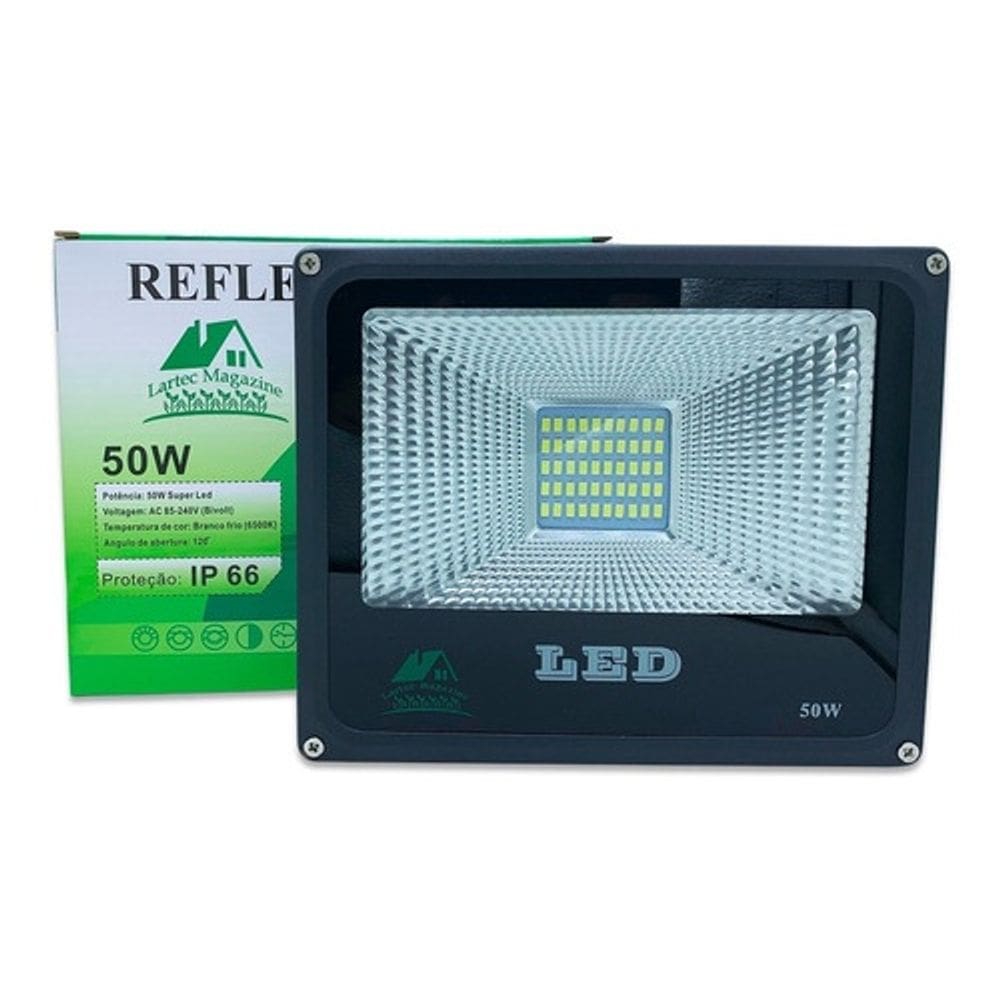 Refletor Led 50w Holofote Branco Frio Bivolt Prova D`água