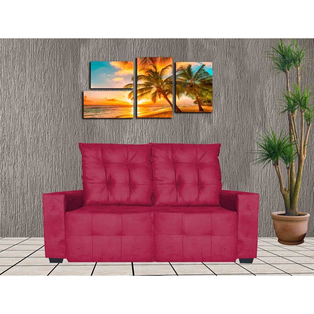 Sofa Retratil e Reclinavel Elano 2 Metros Vermelho