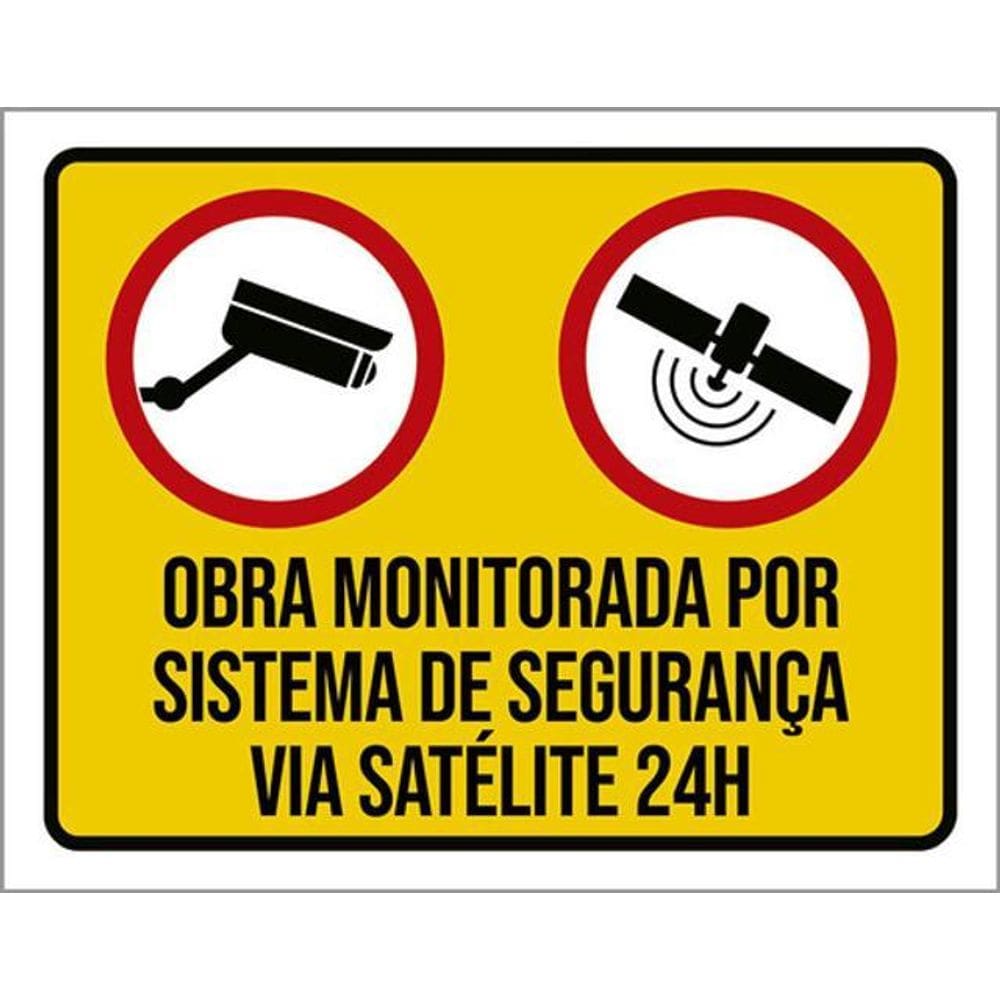 Kit 5 Placas Obra Monitorada Sistema Segurança 36X46
