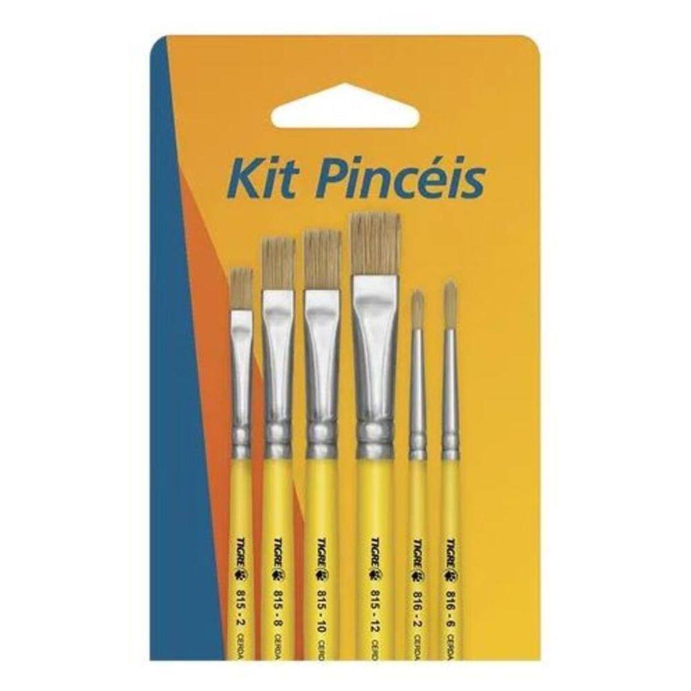 Kit Pincéis Para Pintura Em Tecido Tigre 6234 - 6Un