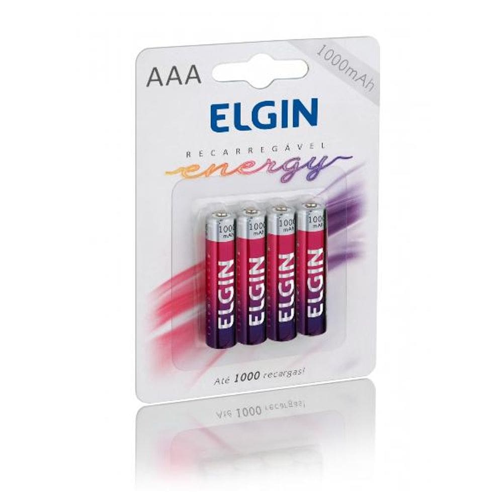 Pilha recarregável Aaa-1000 mAh Elgin BLISTER C/4
