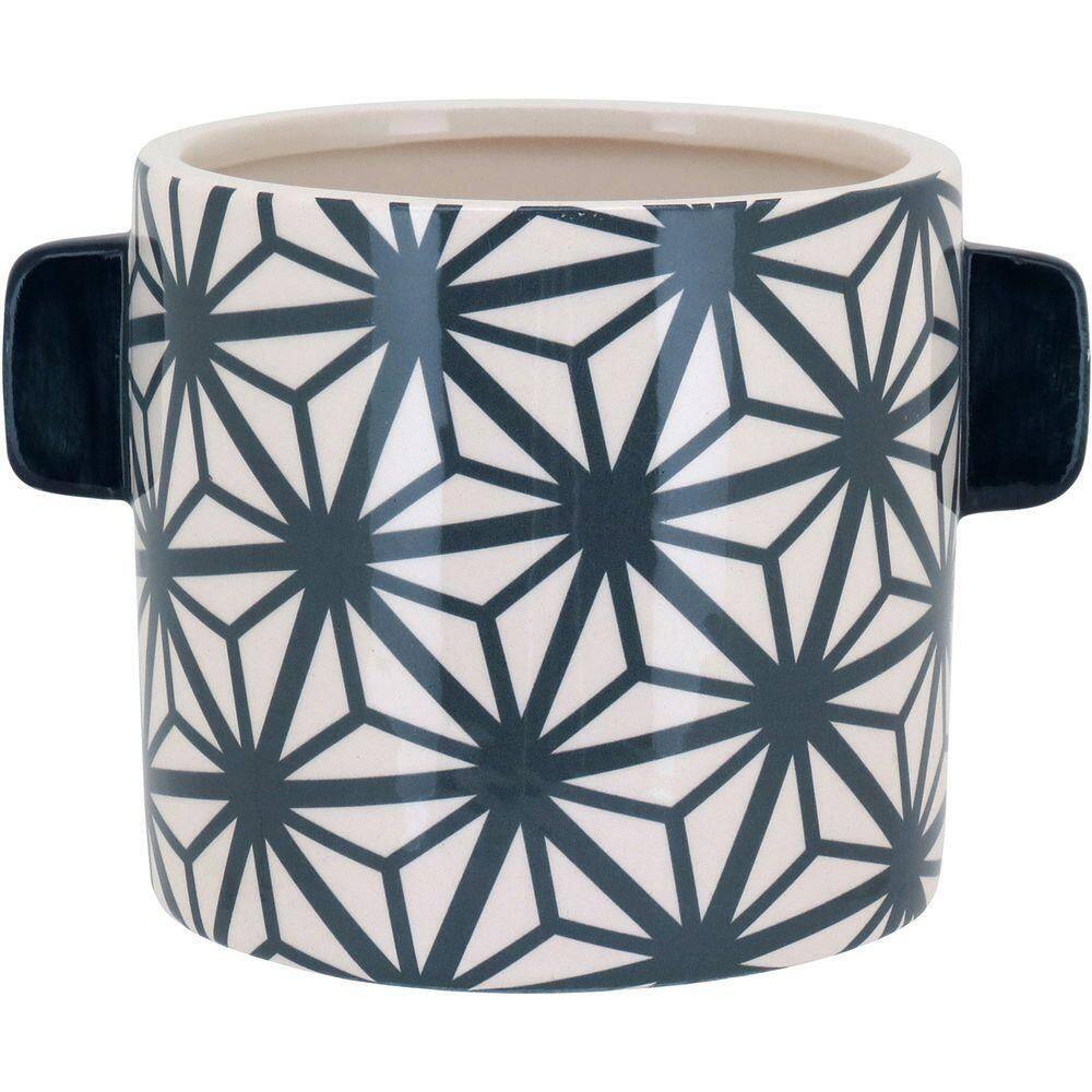 Cachepô Cerâmica 11x15x15cm Azul Vaso Decorativo Planta
