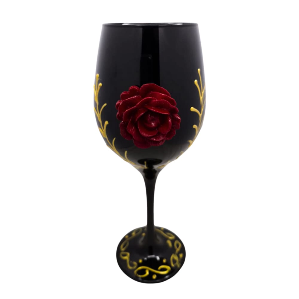 Taça Preta Pomba Gira Rosa Vermelha e Dourado