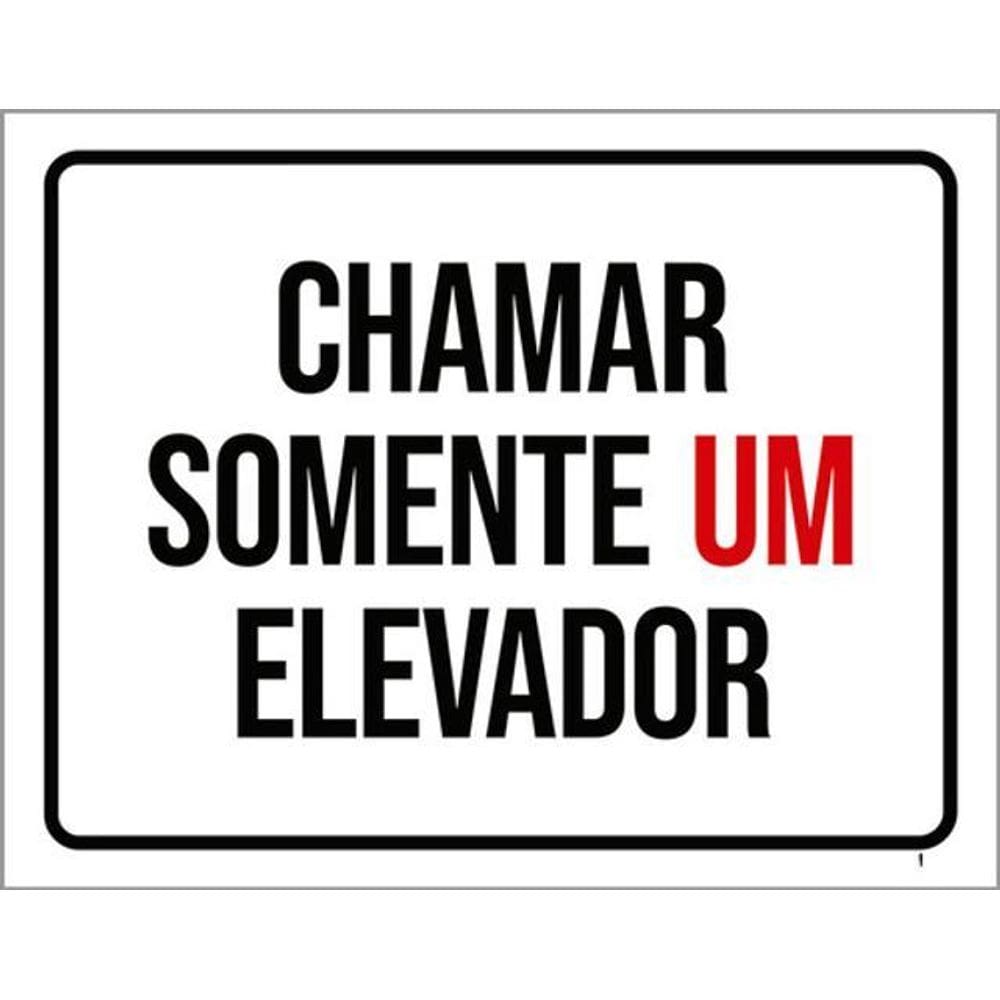 Kit 10 Placas Chamar Somente Um Elevador