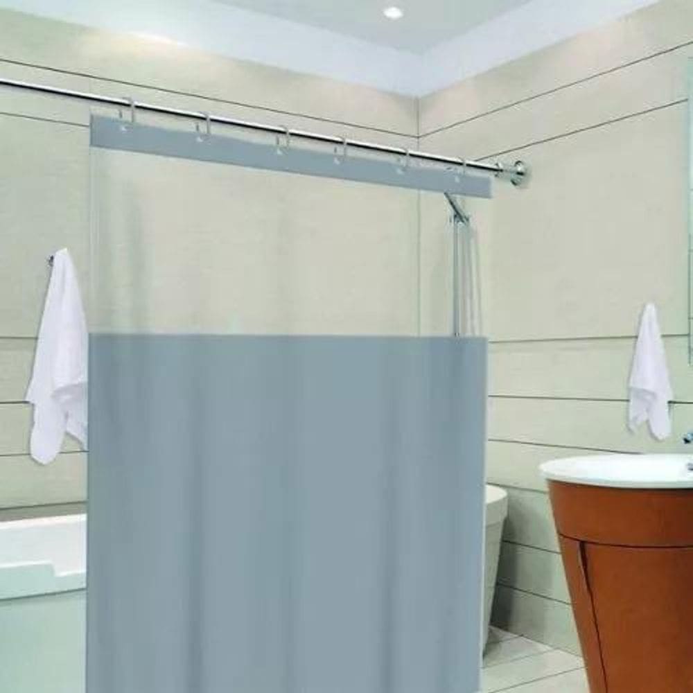 Cortina Box PVC Cinza c/ Visor - 1,38m x 1,98m - Antimofo