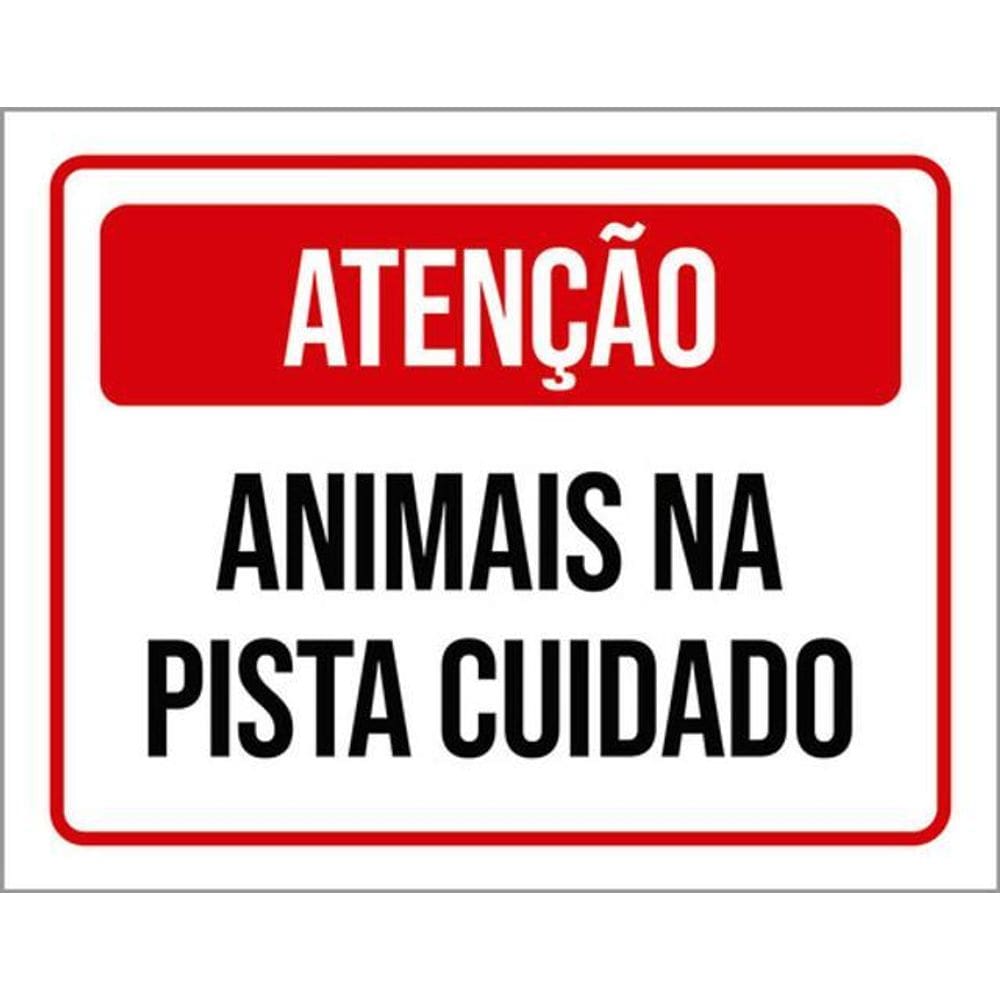Kit 5 Placas Sinalização - Atenção Animais Pista Cuidado