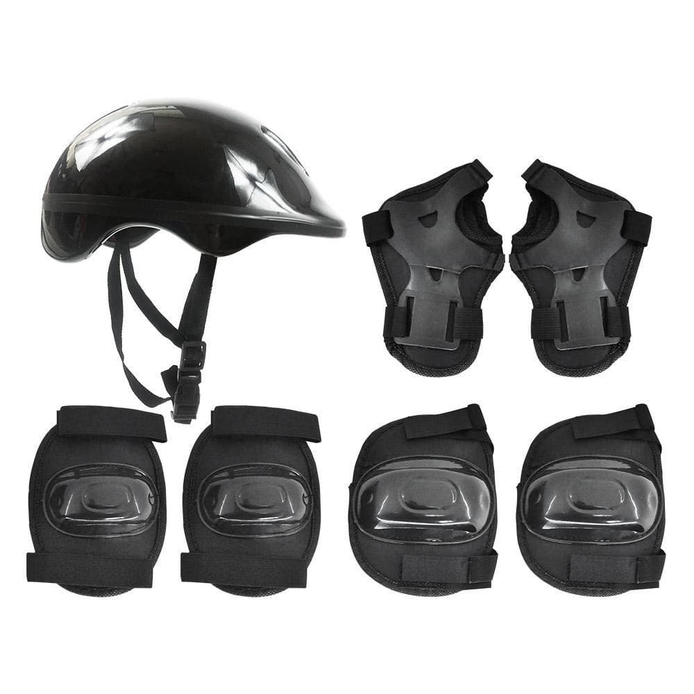 Kit Proteção Infantil Capacete Joelheira Cotoveleira Preta