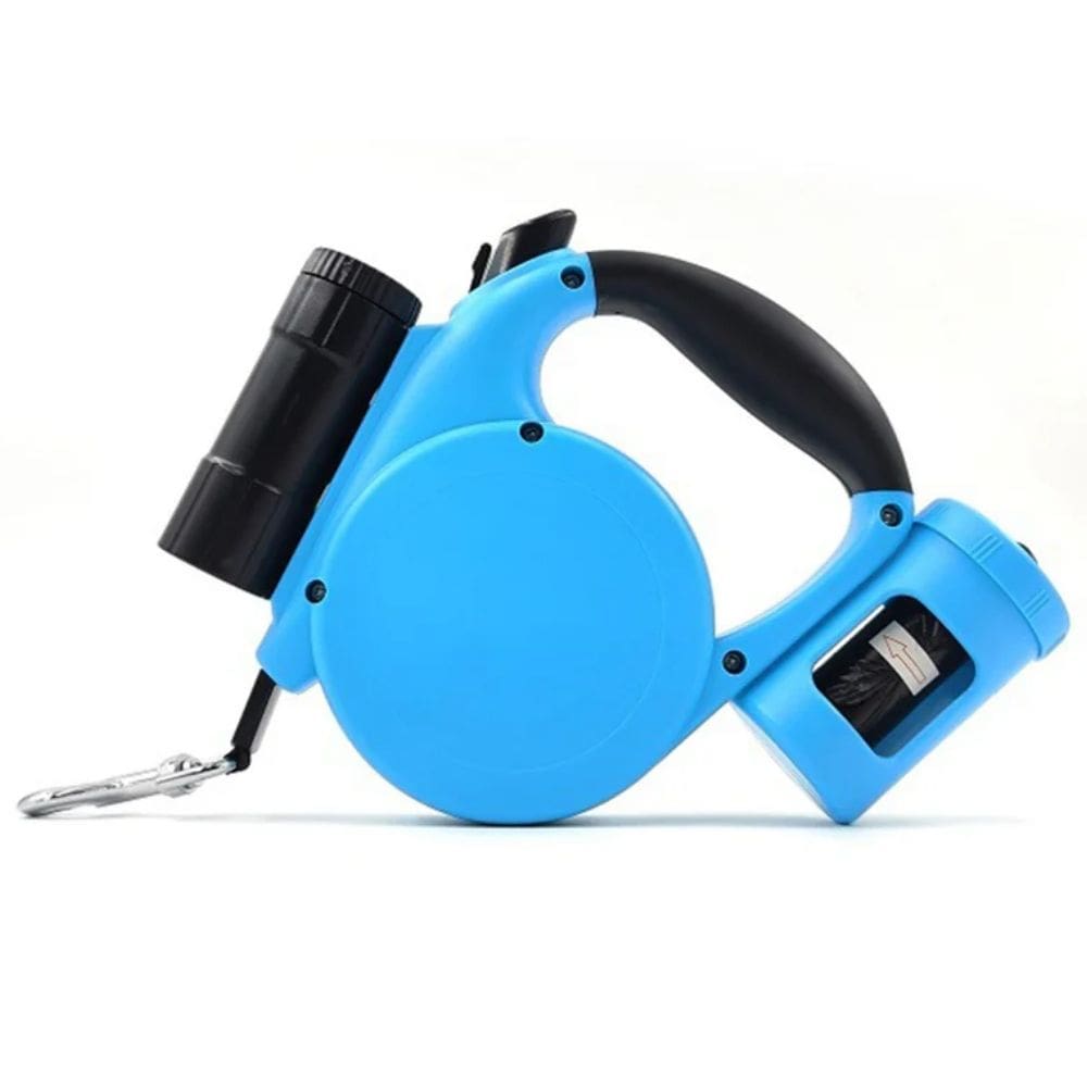 Guia Coleira Dupla Para Cães 4,5 Metros Resistente Lanterna Azul Claro