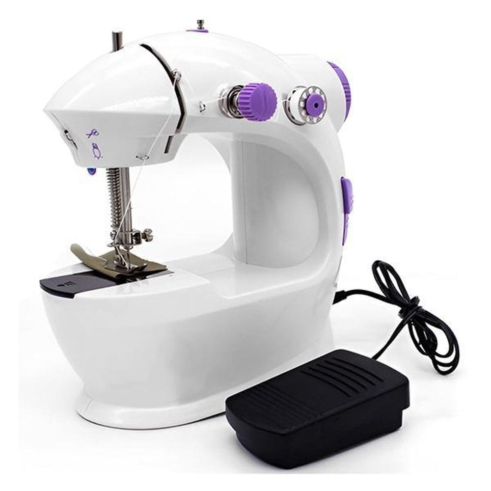Mini Máquina De Costura Portátil Bivolt Pedal Luz Integrada